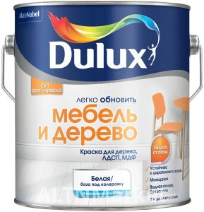 Краска Dulux водоэмульсионная мебель и дерево BW 2 л, белый