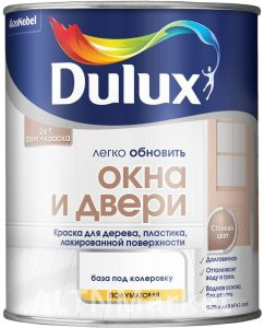 Краска Dulux водоэмульсионная Окна и двери BW 0.75 л, белый