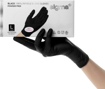 Медицинские перчатки SIgma+ винил 100 шт черный L