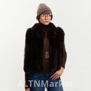 unica ins Bo Master Fashionable Stack Wear Lightweight Finland Import Blue Fox Fur Vest Furry Top New Style