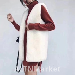 Autumn and Winter Season New Style Haining Environmentally Friendly Furry Vest Mid-Length Style Sleeveless Vest Slimming Imitation Rex rabbit Hair Vest Fur Coat