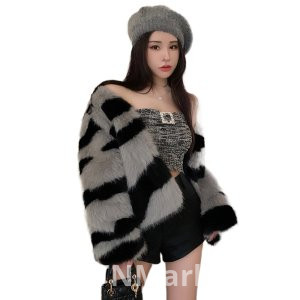 real photo Winter New Style Imitation Fox Fur Short Style Furry Coat Zebra Thickened Zebra With Korean Style Environmentally Friendly Fur Women
