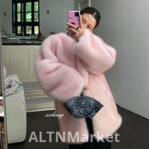 cccheung Winter Imitation Fox Fur Coat Light Luxury Minimalist Mink Sense Mid-Length Style Thickened Slimming Environmentally Friendly Fur