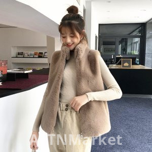 Mink Hair Fur Vest Korea ins Light Cooked Fashion Environmentally Friendly Furry Vest Hooded Imitation fur coat Winter Coat