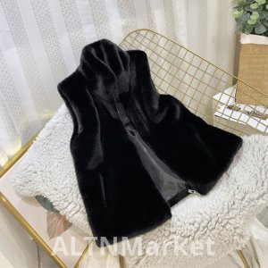 Mink Hair Fur Vest Korea ins Light Cooked Fashion Environmentally Friendly Furry Vest Hooded Imitation fur coat Winter Coat