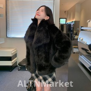 Winter New Style Korean Style Fox Fur Fur Coat for Women Young A Coat Turn-Down Collar Environmentally Friendly Furry Mink Skin Top Trendy