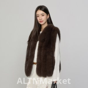 Студенты Совпадение Коричневый Финляндия sagafurs Импорт Цельная Кожа Лисий Мех Меховой Жилет Молодые Пальто для Женщин Новая Зима