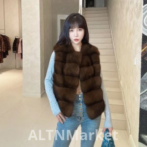 Autumn and Winter Korean Style New Style Imitation Zibeline Fur Vest for Women Wealth Gold Round Neck Vintage Imitation Fox Fur Coat Vest