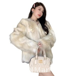 реальное фото Корейский Стиль Шанель Стиль Зима Новый Стиль Лисий Мех Ниша Мода Имитация Мех Пальто Меховая Роза Сплайсинг Пальто