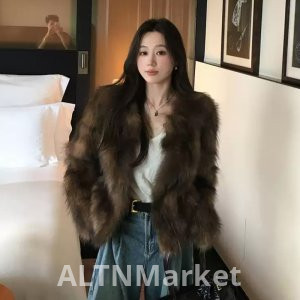Jiajia Fur Ten Thousand Years Medieval Raccoon Fur Fur Coat Female Short Autumn and Winter Season Slimming Furry Coat for Women