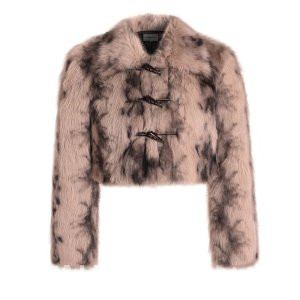 Vintage Horn Buckle Short Style Leopard Print Imitation Fox Fur Fur Short Style Coat Winter Young A Environmentally Friendly Furry Coat