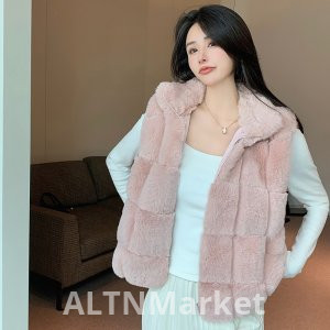 real photo Versatile Elegance Socialite Rex rabbit Hair Vest Female Short Autumn and Winter New Style Korean Style Loose Fit Imitation fur coat Coat