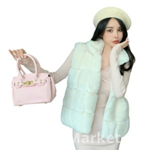 real photo Versatile Elegance Socialite Rex rabbit Hair Vest Female Short Autumn and Winter New Style Korean Style Loose Fit Imitation fur coat Coat
