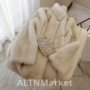 Winter New Style chic Environmentally Friendly Furry Fairy Furry Gentle Mandarin collar Imitation Fox Fur Fur Coat Overcoat