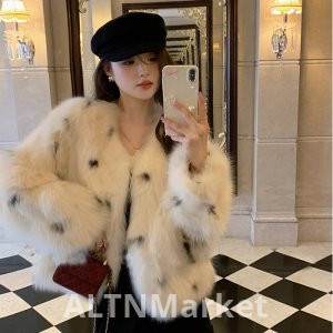 Small Milk Leopard Korean Style Winter New Style Import Fox Fur Fur Short Style Environmentally Friendly Furry Coat for Women Young A