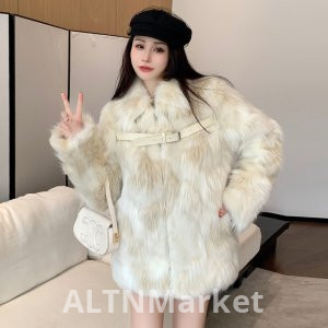 real photo New Style Vintage Mix Color Hot Girl Warm Long Furry Loose Fit Top Thickened Environmentally Friendly Fur Short Style Coat for Women