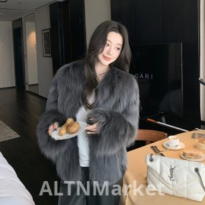 Jenny Fur Ten Thousand Years Medieval Import Raccoon Fur Halo Dyeing Craft Female Middle School Long Style Fur Coat Winter