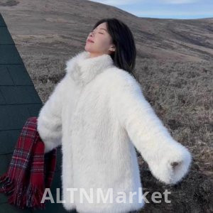 Winter New Style Korean Style Fox Fur Fur Coat for Women Environmentally Friendly Warm Furry Mid-Length Style Coat Top