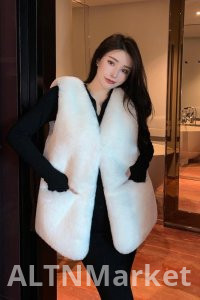 Environmentally Friendly Fur Vest for Women Mid-Length Style Korean Style Autumn and Winter New Style Imitation Fox Fur Sleeveless Vest Vest Outerwear Furry Coat