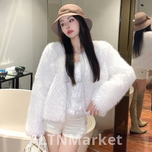 real photo French Style Socialite Elegance Superior Sense Furry Chanel Style Coat for Women Winter Petite Fur Short Top