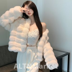 real photo Winter Western Style Girl Environmentally Friendly Imitation fur coat Coat Short Style Thickened Imitation Rex rabbit Hair Superior Sense Furry Coat