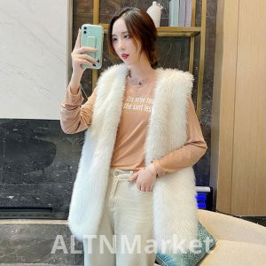 Осень и зима новый стиль экологически чистый мех жилет для женщин средней длины стиль имитация енота мех ткачество жилет похудения лисий мех жилет