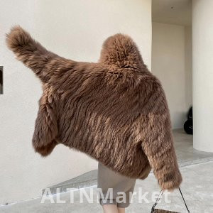 Autumn and Winter Internet Celebrity Fried Street New Style Imitation Fox Fur Plush Coat Lazy Wind Batwing Sleeve Hooded Fur Coat