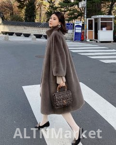 Winter New Style Mink Villi Plush Long Style Imitation fur coat Coat Mandarin collar Over-the-Knee Thickened Loose Fit Environmentally Friendly Coat for Women