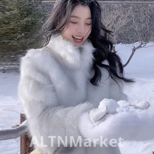 Environmentally Friendly Gradient Color Fox Fur Fur Coat Female Short Winter Korean Style New Style Tosca Na Plush Coat