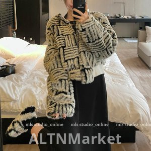 French Style Stripes Chanel Style Plush Coat for Women Winter Korean Style New Style Superior Sense Petite Elegance Short Style Top