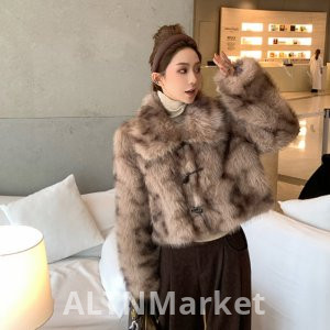 mls Hull Contract Vintage Niche Environmentally Friendly Fur Coat for Women Winter Superior Sense Elegance Furry Short Jacket