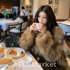 Brown Environmentally Friendly Fox Fur Fur Female Short Korean Style Winter New Explosion Models Thickened Elegance Furry Coat Young A