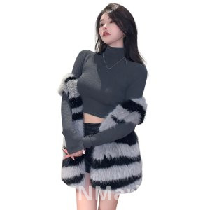 real photo Zebra With Fox Fur Fur Vest for Women Winter Internet Celebrity Vintage Versatile Loose Fit Imitation Furry Vest Coat
