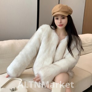 real photo Winter New Style Casual Environmentally Friendly Fur Female Short Slimming Imitation The fox Plush Dyeing Maojian tea Furry Coat