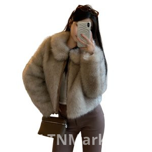 real photo Chestnut Cocoa Korean Style Winter Imitation Finland The fox Fur Winter Environmentally Friendly Furry Coat Mink Coat