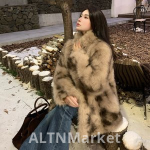 real photo Fur Coat Environmentally Friendly Support Card Fox Fur New Style Mid-Length Style Slimming Light Luxury Furry Winter Warm Coat