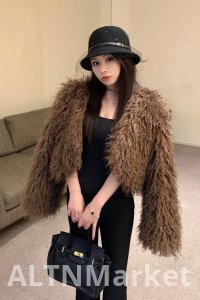 реальное фото Зима Новый Стиль Корейский Стиль Короткий Стиль Универсальный Похудение Имитация меха Шуба Меховое Пальто для Женщин Теплый Плюшевый Кардиган Топ