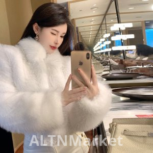 real photo Winter New Style Turn-Down Collar Short Style Imitation Fox Fur Fur Coat for Women Pink Furry Korean Style Fur Coat
