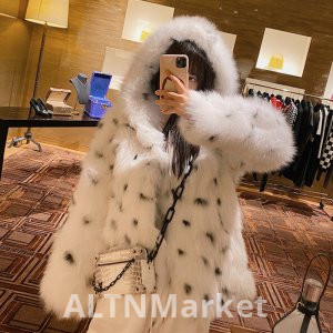 Korean Style Winter New Style Imitation Fox Fur Fur Coat Furry Coat Young A Warm Hooded Environmentally Friendly Furry