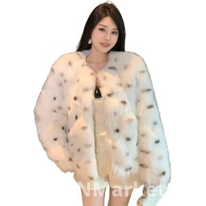 real photo Winter New Style Small Milk Leopard Imitation Fox Fur Fur Coat Round Neck Young A Korean Style Environmentally Friendly Coat Women