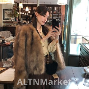 Коричневый Экологически чистый лисий мех Короткое пальто для женщин Зима Корейский стиль Новый стиль Винтаж Превосходное чувство Утолщенный меховой топ