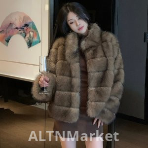 реальное фото Новый стиль корейский стиль импорт звезды короткий стиль мандарин воротник имитация Zibeline пальто для женщин мода западный стиль Marten шинели женщин