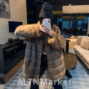 реальное фото Свет Роскошные звезды Zibeline Имитация куницы шинели женщины корейский стиль превосходный смысл пальто экологически чистые элегантность меховое пальто