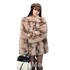 real photo Winter Korean Style Horn Buckle New Style Mid-Length Style Coat Fashion Environmentally Friendly The fox Furry Fur Coat Women