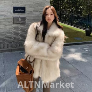 coco Fur Gods Young Girl Finland Import Whole Leather Environmentally Friendly Fox Fur Fur Korean Style Mid-Length Style Coat