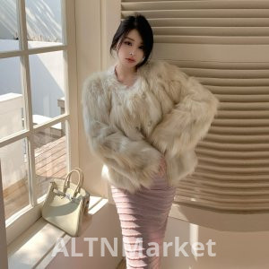 реальное фото Ваниль Коровье молоко Самолет Пряжка Имитация шубы Похудение Меховое пальто Корейский стиль Экологически чистый мех Топ Зима