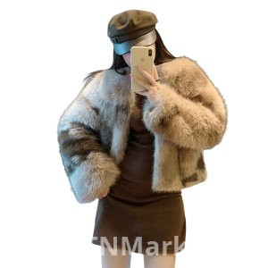 реальное фото Зима Корейский Стиль Мех Молодой Имитация Лисий Мех Шуба для Женщин Petite Поворот вниз Воротник Экологически Чистые Меховые Женщины