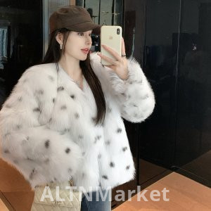 реальное фото Корейский стиль имитация лисий мех мех короткий стиль леопард точка меховое пальто зима экологически чистый новый стиль мех женщины