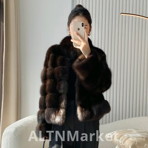 Зима Новый стиль Россия импорт звезды короткий стиль мандарин воротник Zibeline пальто для женщин мода западный стиль Marten пальто женщины