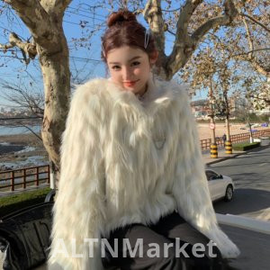 real photo Environmentally Friendly Fur Furry Coat for Women Winter New Style Imitation Fox Fur Fashion Thickened Turn-Down Collar Korean Style Short overcoat